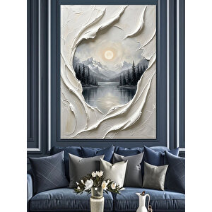 Yırtık Kağıt Ardında Göl Manzarası Dekoratif Kanvas - Mdf Ahşap Tablo 100x140 cm