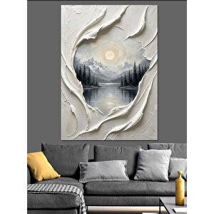 Yırtık Kağıt Ardında Göl Manzarası Dekoratif Kanvas - Mdf Ahşap Tablo 100x140 cm