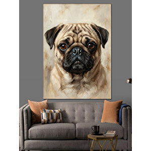 Bakışıyla Güven Veren Pug Köpeği Dekoratif Kanvas - Mdf Ahşap Tablo 50x70 cm