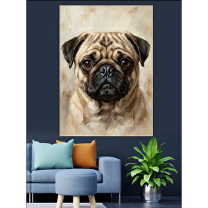 Bakışıyla Güven Veren Pug Köpeği Dekoratif Kanvas - Mdf Ahşap Tablo 50x70 cm