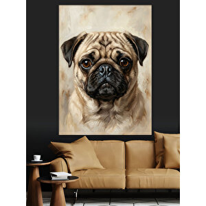 Bakışıyla Güven Veren Pug Köpeği Dekoratif Kanvas - Mdf Ahşap Tablo 50x70 cm