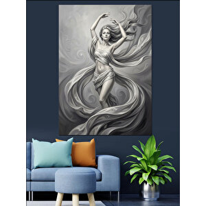 Uçuşan Kumaşlar İçinde Kadın Figürü Dekoratif Kanvas - Mdf Ahşap Tablo 70x100 cm