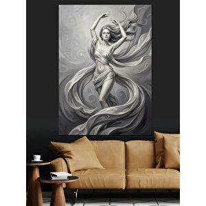 Uçuşan Kumaşlar İçinde Kadın Figürü Dekoratif Kanvas - Mdf Ahşap Tablo 70x100 cm
