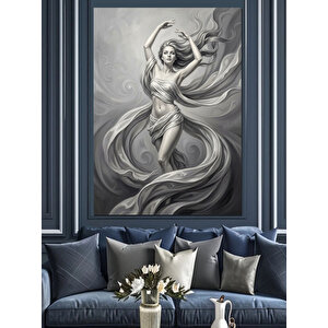 Uçuşan Kumaşlar İçinde Kadın Figürü Dekoratif Kanvas - Mdf Ahşap Tablo 70x100 cm