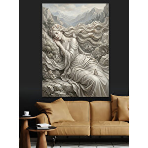 Bulutlar Üzerinde Uyuyan Kadın Figürü Dekoratif Kanvas - Mdf Ahşap Tablo 100x140 cm
