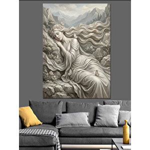 Bulutlar Üzerinde Uyuyan Kadın Figürü Dekoratif Kanvas - Mdf Ahşap Tablo 100x140 cm