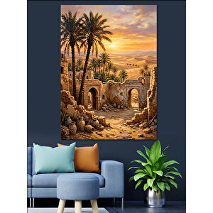 Gün Batımında Vahşi Savana Manzarası Dekoratif Kanvas - Mdf Ahşap Tablo 100x140 cm