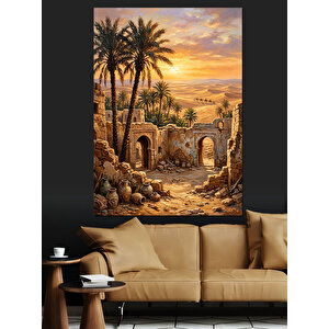 Gün Batımında Vahşi Savana Manzarası Dekoratif Kanvas - Mdf Ahşap Tablo 100x140 cm