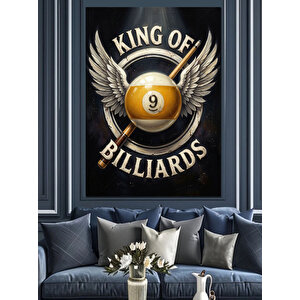 Bilardo Kralı Dokuzlu Top Amblemi Dekoratif Kanvas - Mdf Ahşap Tablo 70x100 cm