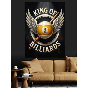 Bilardo Kralı Dokuzlu Top Amblemi Dekoratif Kanvas - Mdf Ahşap Tablo 100x140 cm