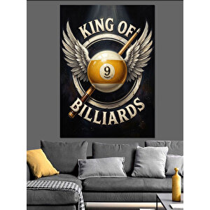 Bilardo Kralı Dokuzlu Top Amblemi Dekoratif Kanvas - Mdf Ahşap Tablo 100x140 cm