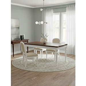 Ariston Antik Ahşap Açılır Mutfak Masası 140cm Beyaz - Ceviz