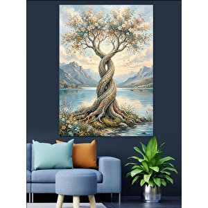 Birbirine Sarılmış İki Ağaç Gövdesi Dekoratif Kanvas - Mdf Ahşap Tablo 100x140 cm
