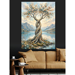 Birbirine Sarılmış İki Ağaç Gövdesi Dekoratif Kanvas - Mdf Ahşap Tablo 100x140 cm