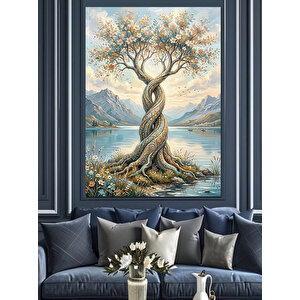 Birbirine Sarılmış İki Ağaç Gövdesi Dekoratif Kanvas - Mdf Ahşap Tablo 100x140 cm