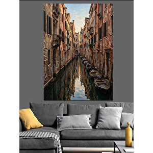 Venedik Kanallarında Gondol Ve Manzara Dekoratif Kanvas - Mdf Ahşap Tablo 70x100 cm