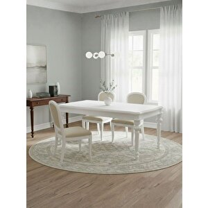 Ariston Ahşap Açılır Mutfak Masası 120cm Beyaz