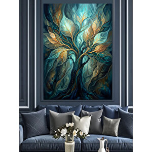 Işık Saçan Modern Hayat Ağacı Dekoratif Kanvas - Mdf Ahşap Tablo 50x70 cm