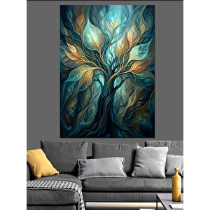 Işık Saçan Modern Hayat Ağacı Dekoratif Kanvas - Mdf Ahşap Tablo 50x70 cm