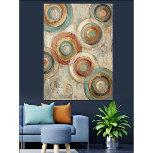 Soyut Geometrik Halkalar Ve Desenler Dekoratif Kanvas - Mdf Ahşap Tablo 70x100 cm
