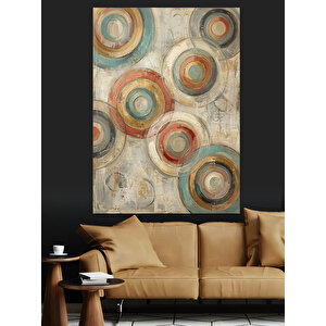 Soyut Geometrik Halkalar Ve Desenler Dekoratif Kanvas - Mdf Ahşap Tablo 70x100 cm