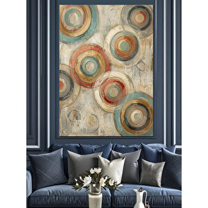 Soyut Geometrik Halkalar Ve Desenler Dekoratif Kanvas - Mdf Ahşap Tablo 70x100 cm