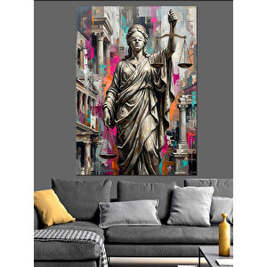 Modern Sanat Adalet Tanrıçası Heykeli Dekoratif Kanvas - Mdf Ahşap Tablo 50x70 cm