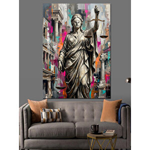 Modern Sanat Adalet Tanrıçası Heykeli Dekoratif Kanvas - Mdf Ahşap Tablo 50x70 cm