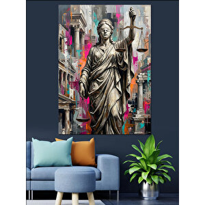 Modern Sanat Adalet Tanrıçası Heykeli Dekoratif Kanvas - Mdf Ahşap Tablo 50x70 cm