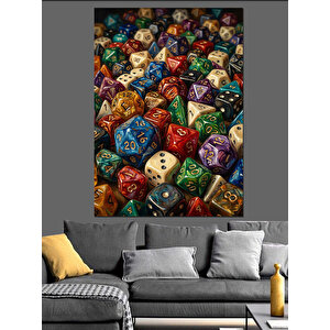 Farklı Renklerde Bir Sürü Oyun Zarı Dekoratif Kanvas - Mdf Ahşap Tablo 50x70 cm