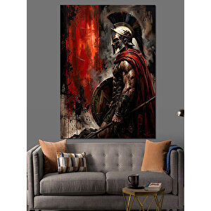 Kırmızı Pelerinli Antik Roma Savaşçısı Dekoratif Kanvas - Mdf Ahşap Tablo 50x70 cm