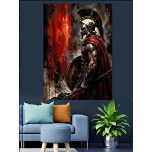 Kırmızı Pelerinli Antik Roma Savaşçısı Dekoratif Kanvas - Mdf Ahşap Tablo 50x70 cm