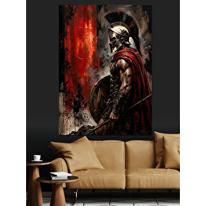 Kırmızı Pelerinli Antik Roma Savaşçısı Dekoratif Kanvas - Mdf Ahşap Tablo 50x70 cm