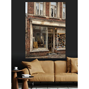 Sokaktaki Eski Dükkan Vitrini Manzarası Dekoratif Kanvas - Mdf Ahşap Tablo 100x140 cm