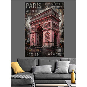 Paris Zafer Takı Ve Yazılar Dekoratif Kanvas - Mdf Ahşap Tablo 100x140 cm