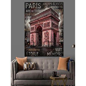 Paris Zafer Takı Ve Yazılar Dekoratif Kanvas - Mdf Ahşap Tablo 100x140 cm