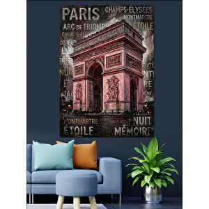 Paris Zafer Takı Ve Yazılar Dekoratif Kanvas - Mdf Ahşap Tablo 100x140 cm
