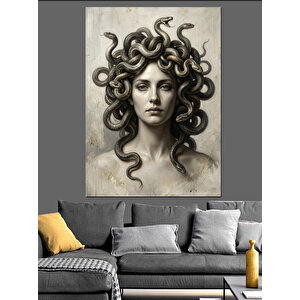 Yılanlı Ve Mistik Medusa Büstü Dekoratif Kanvas - Mdf Ahşap Tablo 70x100 cm
