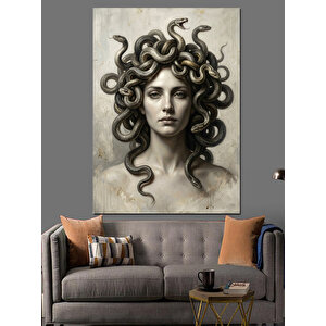 Yılanlı Ve Mistik Medusa Büstü Dekoratif Kanvas - Mdf Ahşap Tablo 70x100 cm