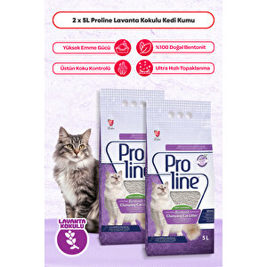 Lavanta Kokulu Bentonit Kedi Kumu 5 Lt 2 Adet