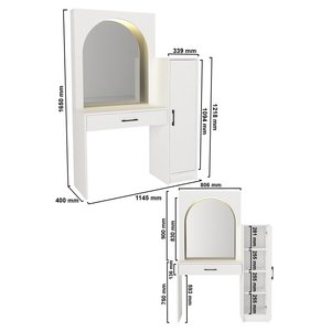 Simirna Led Işıklı Makyaj Masası, Çekmeceli Makyaj Masası & Organizeri, Takı Aksesuar Düzenleyici, Raflı & Dolaplı Makyaj Masası B