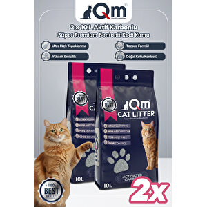 Aktif Karbonlu Süper Premium Bentonit Kedi Kumu 10 L X 2 Adet