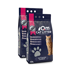 Aktif Karbonlu Süper Premium Bentonit Kedi Kumu 10 L X 2 Adet