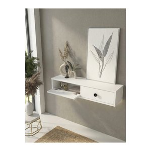Gellis Modern Duvara Monte 2 Kapaklı Ledli Beyaz Dresuar, Antre & Salon Mobilyası 90 Cm