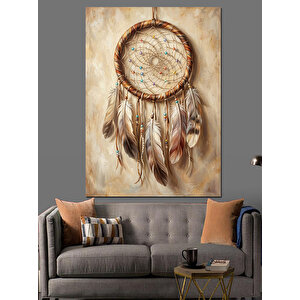 Düş Kapanı Ve Kuş Tüyleri Dekoratif Kanvas - Mdf Ahşap Tablo 50x70 cm
