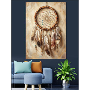 Düş Kapanı Ve Kuş Tüyleri Dekoratif Kanvas - Mdf Ahşap Tablo 50x70 cm