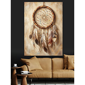 Düş Kapanı Ve Kuş Tüyleri Dekoratif Kanvas - Mdf Ahşap Tablo 50x70 cm