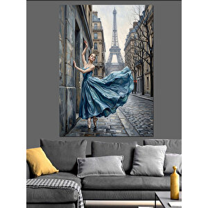 Paris Sokağında Dans Eden Kadın Dekoratif Kanvas - Mdf Ahşap Tablo 100x140 cm