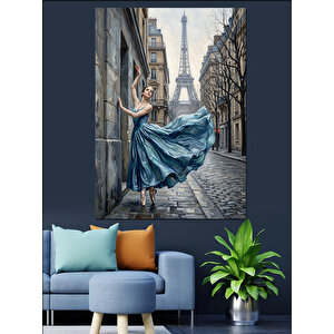 Paris Sokağında Dans Eden Kadın Dekoratif Kanvas - Mdf Ahşap Tablo 100x140 cm