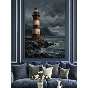 Akşam Vakti Deniz Feneri Dekoratif Kanvas - Mdf Ahşap Tablo 100x140 cm